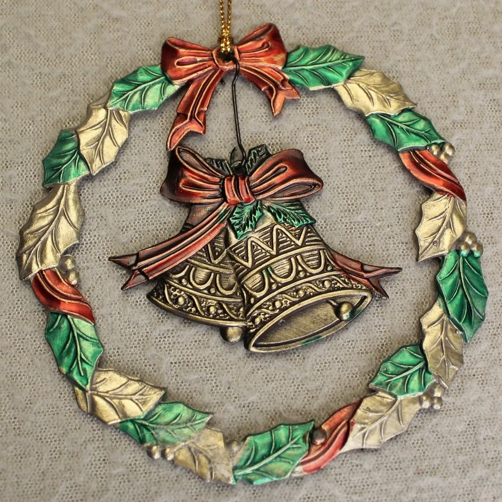Vtg Russ the Heirloom Collection Christmas‎ Wreath Ornament Bells Bow Holiday